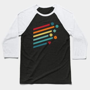 Minimalist Polyhedral Dice Set Retro Colors D20 Baseball T-Shirt